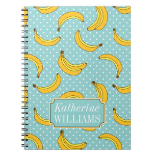 Bananas And Polk Dots Add Your Name Notebook