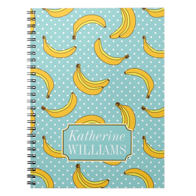Bananas And Polk Dots | Add Your Name Notebook (Front)