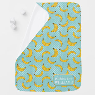 Bananas And Polk Dots Add Your Name Swaddle Blanket