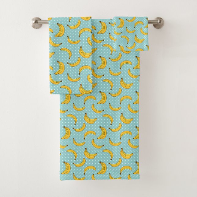 Bananas And Polk Dots Bath Towel Set (Insitu)