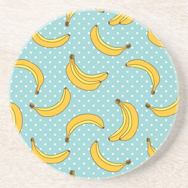 Bananas And Polk Dots Drink Coaster (Front)