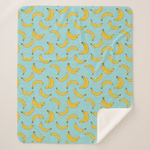 Bananas And Polk Dots Sherpa Blanket