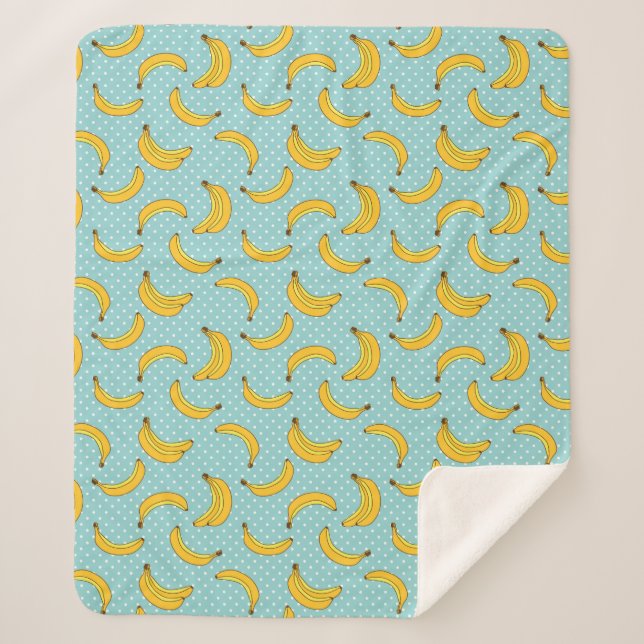 Bananas And Polk Dots Sherpa Blanket (Front)