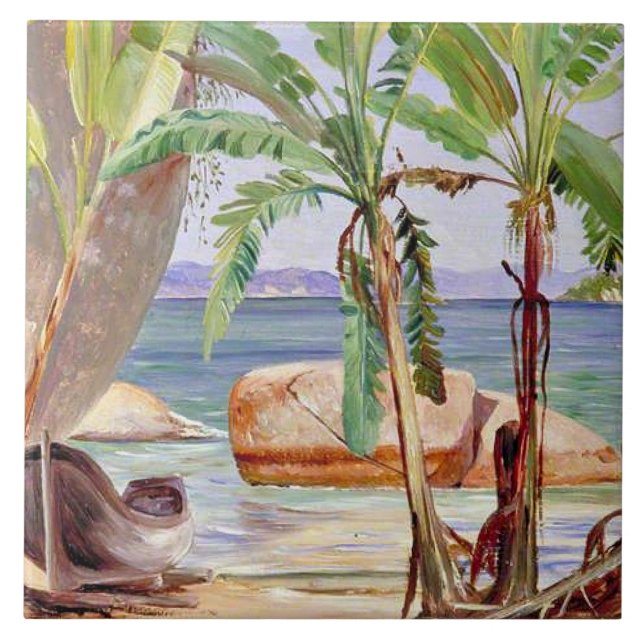 Bananas and Rocks at Paqueta, Brazil, Ceramic Tile (Front)