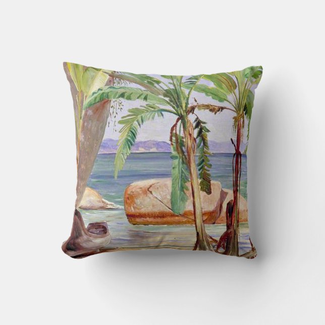Bananas and Rocks at Paqueta, Brazil, Throw Pillow (Front)