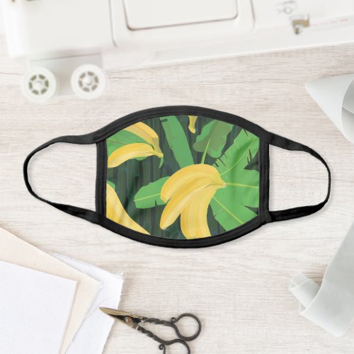 Bananas And Tropical Flora Pattern Face Mask