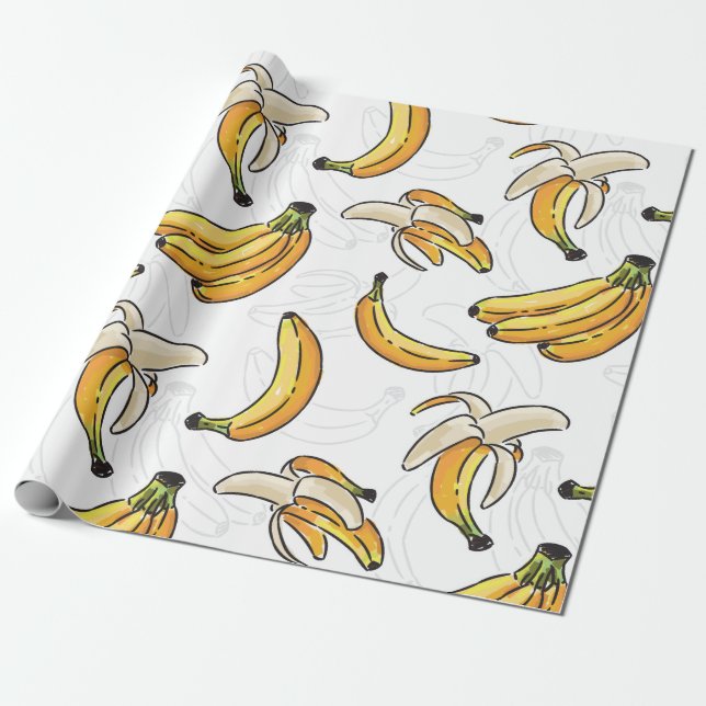 Bananas big seamless pattern wrapping paper (Unrolled)