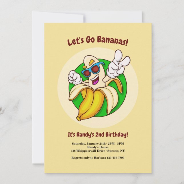 Bananas Character Birthday Party Invitation (Front)