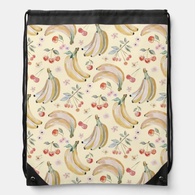 Bananas for Cherries Drawstring Bag (Front)