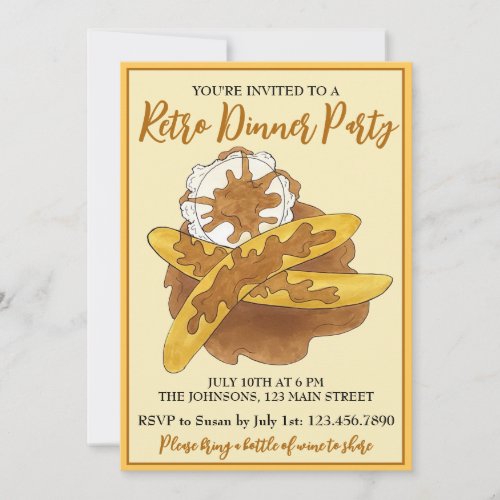 Bananas Foster Retro Dinner Party Dessert Food Invitation