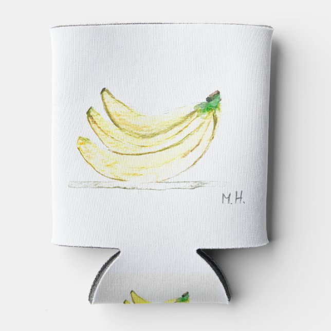 Bananas fruits watercolor banana tropical food can cooler (Front)