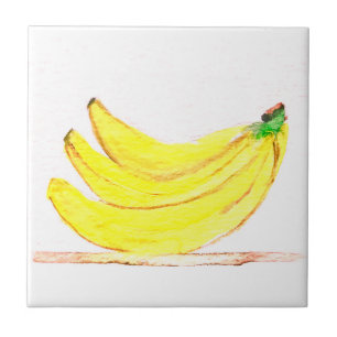 Bananas fruits watercolor Kitchen Rustic Tropical Ceramic Tile