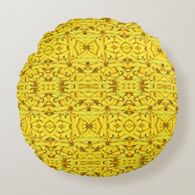 Bananas Fun 'Yellow' Round Pillow (Front)