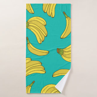 Bananas hand drawn seamless pattern. Sketch illust Bath Towel
