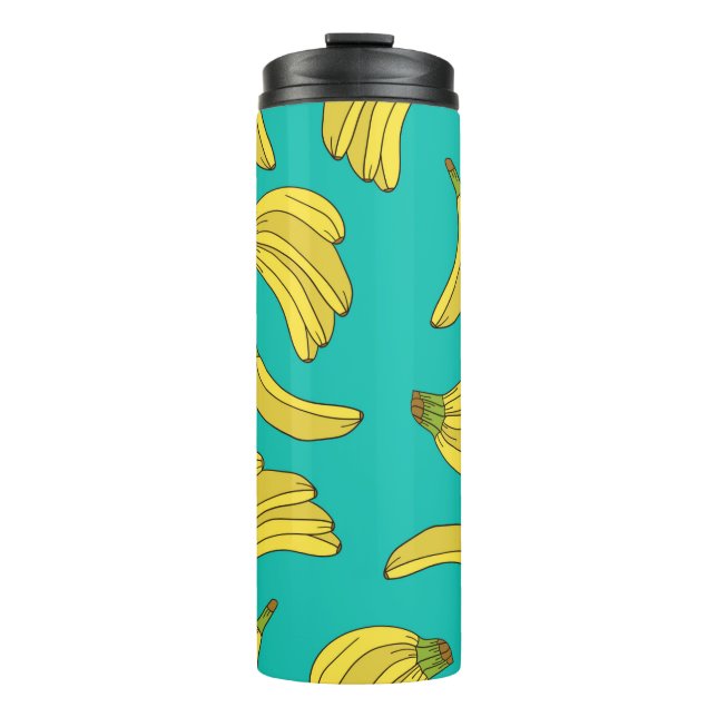Bananas hand drawn seamless pattern. Sketch illust Thermal Tumbler (Front)