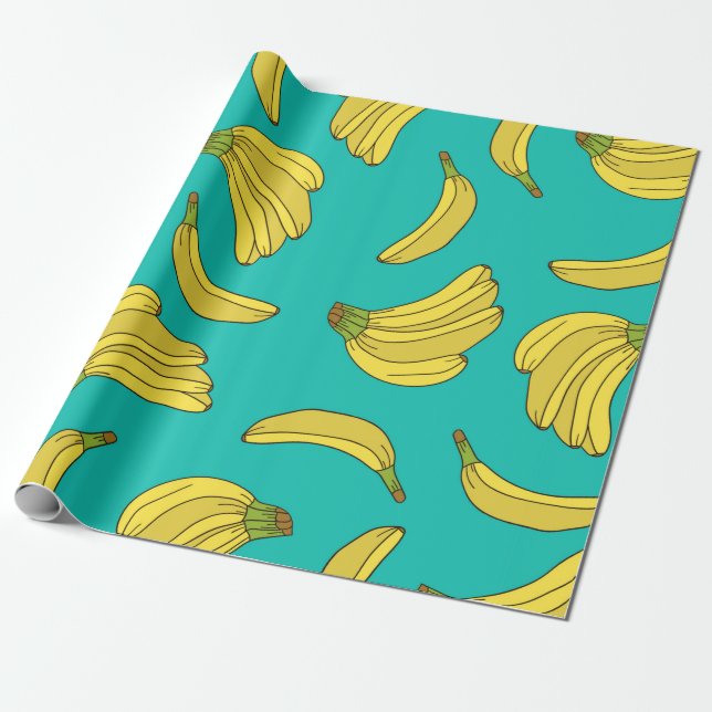 Bananas hand drawn seamless pattern. Sketch illust Wrapping Paper (Unrolled)