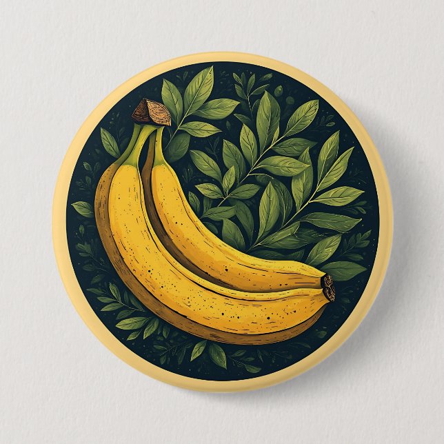 Bananas, Leaves, and a Dark Circle Button (Front)