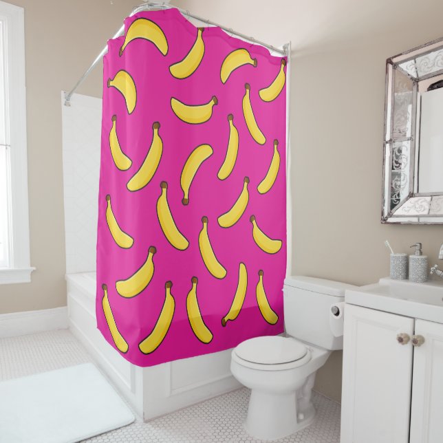 Bananas on Pink Shower Curtain (In Situ)