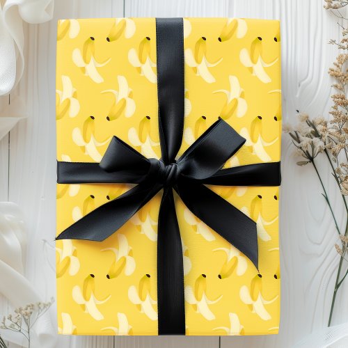 Bananas On Yellow Fruit Pattern Wrapping Paper
