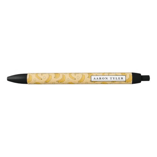 bananas pattern black ink pen