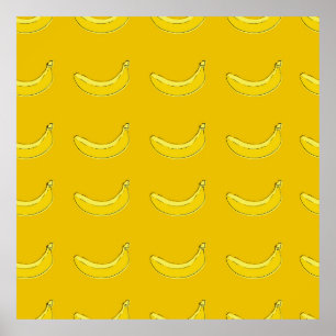 bananas, Seamless pattern with bananas, food backg Poster