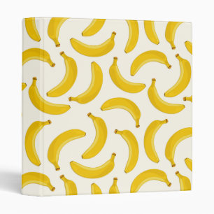 Bananas Tropical Fruit Print, Yellow and White 3 Ring Binder