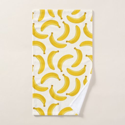 Bananas Tropical Fruit Print, Yellow and White Bath Towel Set | Zazzle