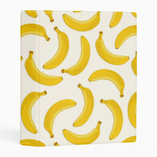 Bananas Tropical Fruit Print, Yellow and White Mini Binder