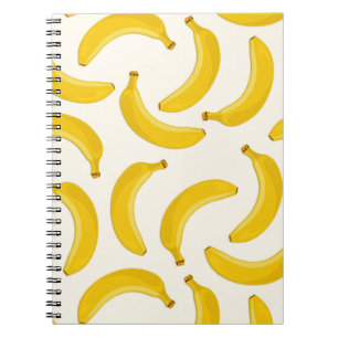 Bananas Tropical Fruit Print, Yellow and White Notebook