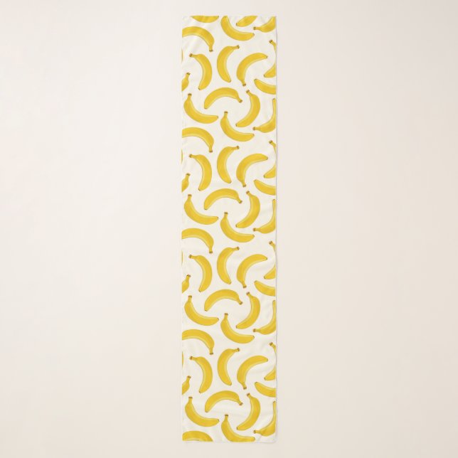 Bananas Tropical Fruit Print, Yellow and White Scarf (Front)