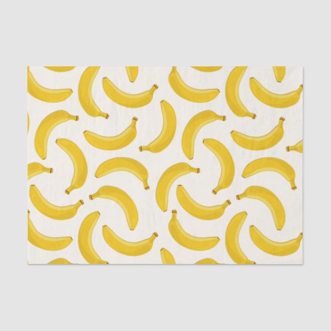 Bananas Tropical Fruit Print, Yellow and White Tissue Paper (Front)