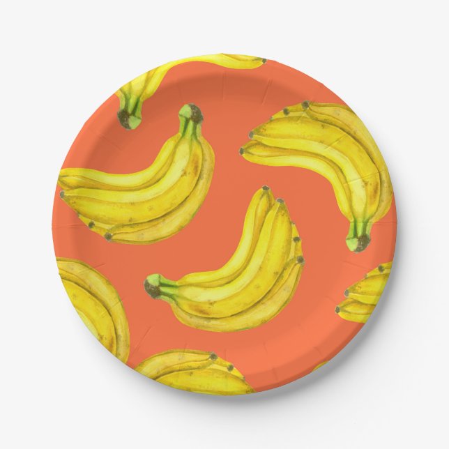 Bananas watercolor paper plates (Front)