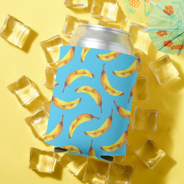 Bananas Watercolor Pattern Can Cooler (In Situ Summer)
