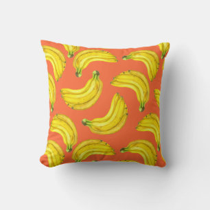 Bananas watercolor throw pillow
