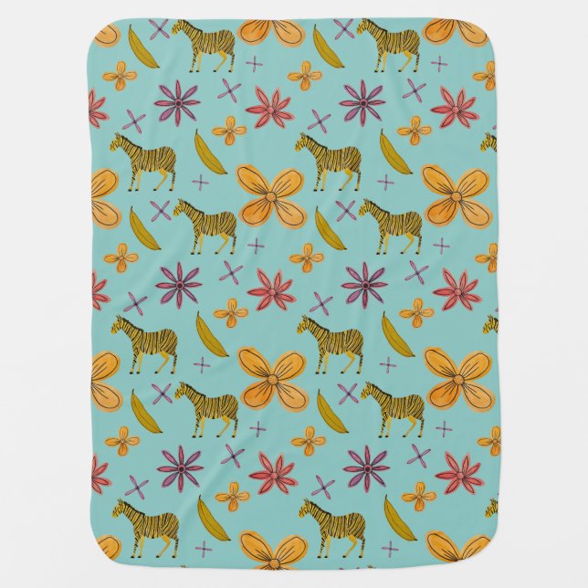 Bananas & Zebras Baby Blanket (Front)