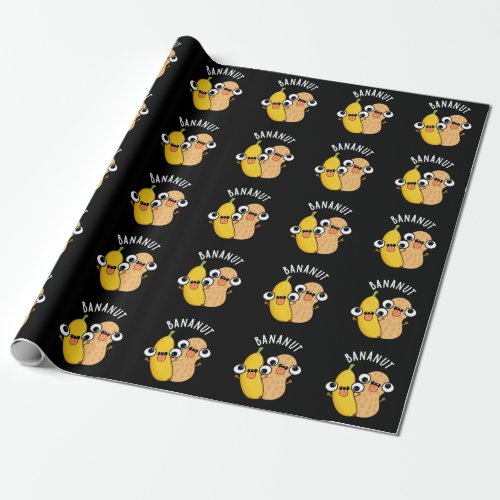 Bananut Funny Fruit Banana Pun Dark BG Wrapping Paper