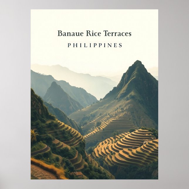 Banaue Rice Terraces, Philippines illustration  Poster (Front)