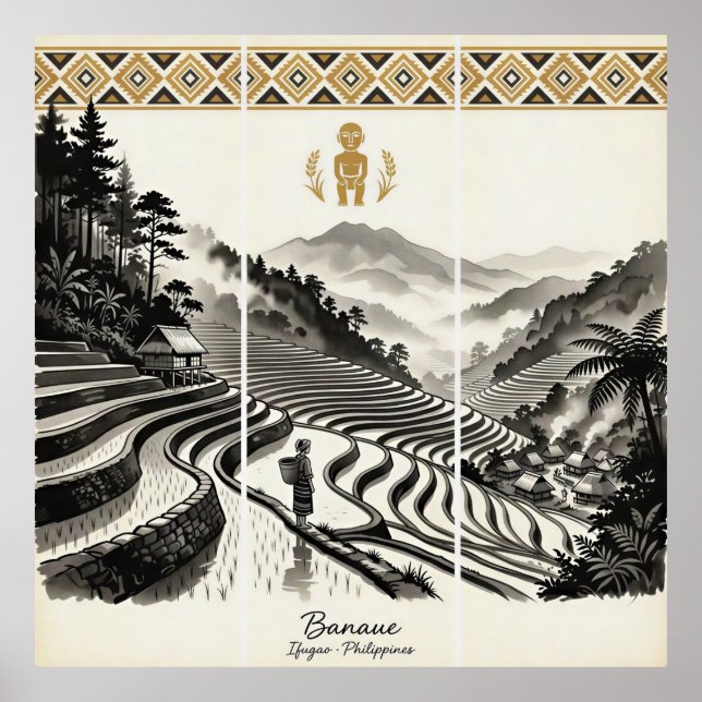 Banaue Rice Terraces Triptych Wall Art (Front)