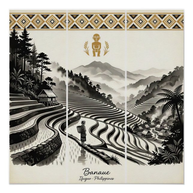 Banaue Rice Terraces Triptych Wall Art (Front)