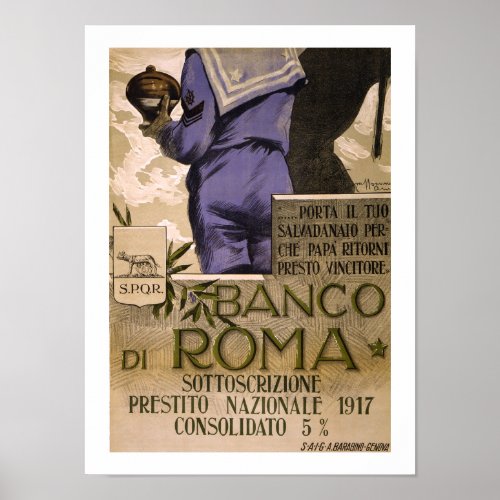Banco di Roma white Poster