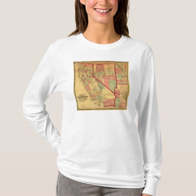 Bancroft's Map Of California, Nevada, Utah T-Shirt (Front)