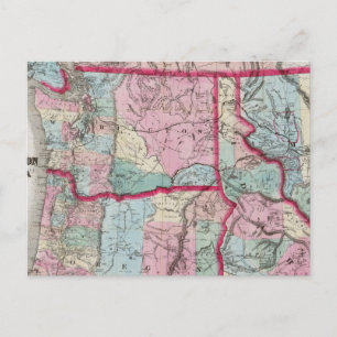 Bancroft's Map Of Oregon, Washington, Idaho Postcard