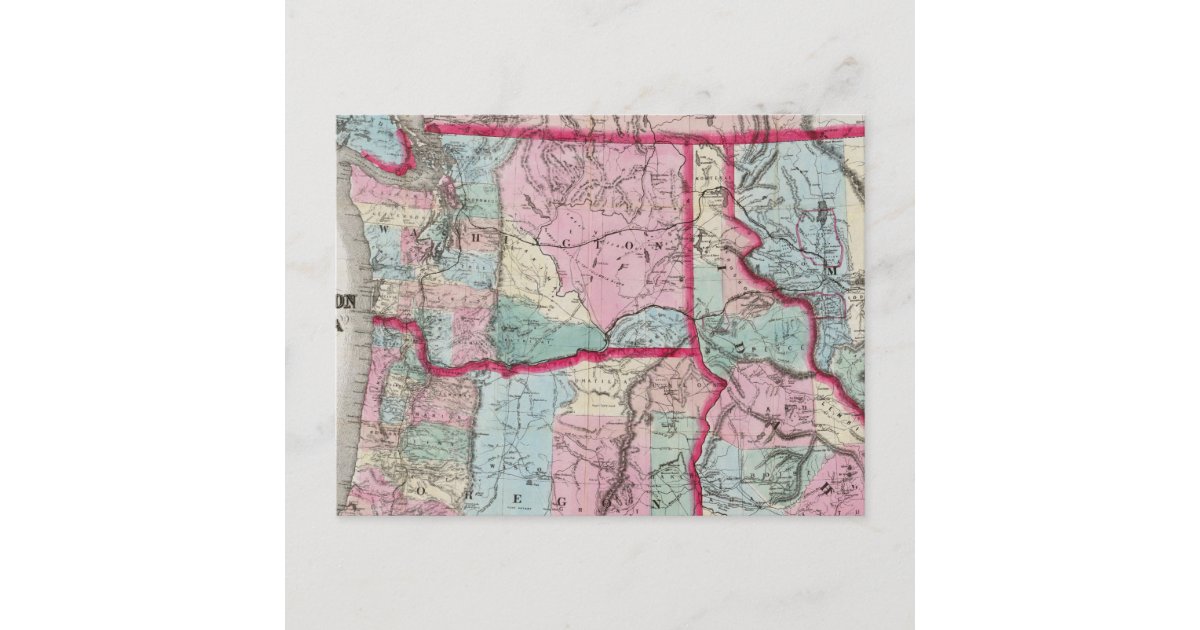 Bancroft's Map Of Oregon, Washington, Idaho Postcard Zazzle