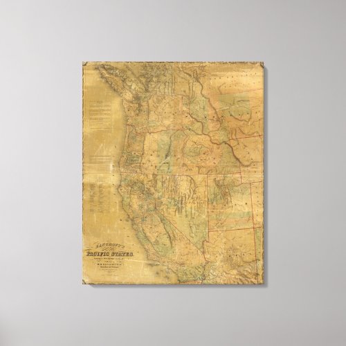 Bancrofts Map Of The Pacific States Canvas Print