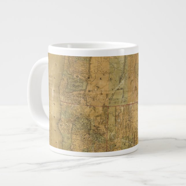 Bancroft's Map Of The Pacific States Large Coffee Mug (Front Left)