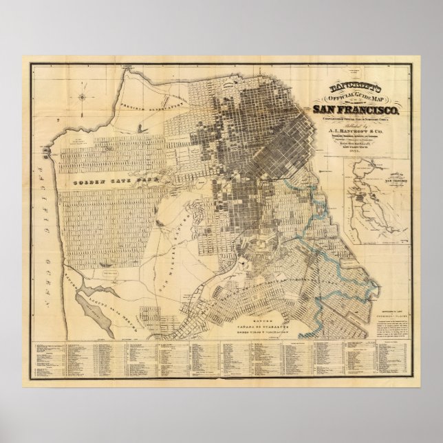 Bancroft's official Guide Map of San Francisco Poster (Front)