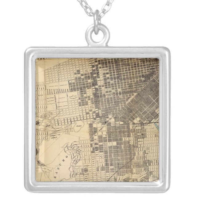 Bancroft's official Guide Map of San Francisco Silver Plated Necklace (Front)