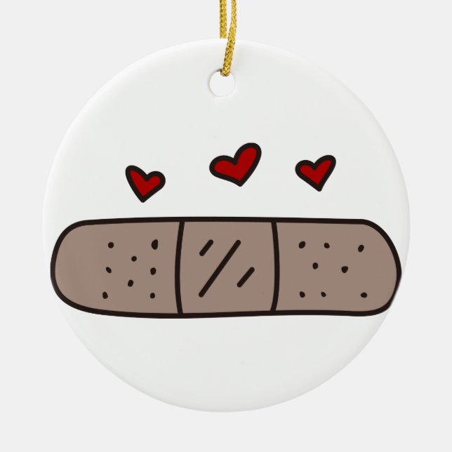 Band Aid Ceramic Ornament (Front)