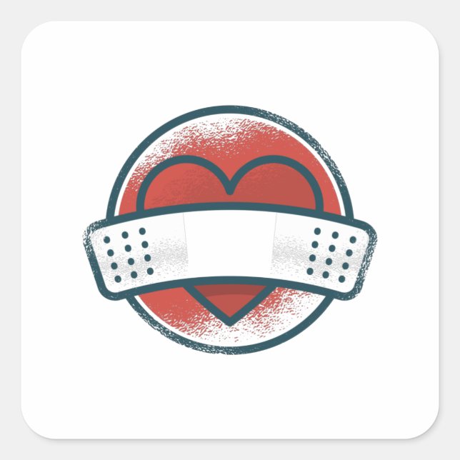Band Aid Heart Square Sticker (Front)