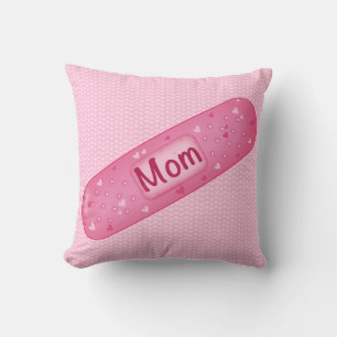 Band-aid mom soft pink Cojín Throw Pillow